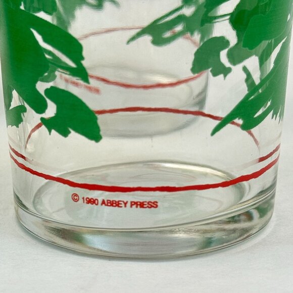 Vintage 1990 Abbey Press Merry Christmas Glass Tumbler Trees 4-Piece Set 12 oz - Picture 7 of 15
